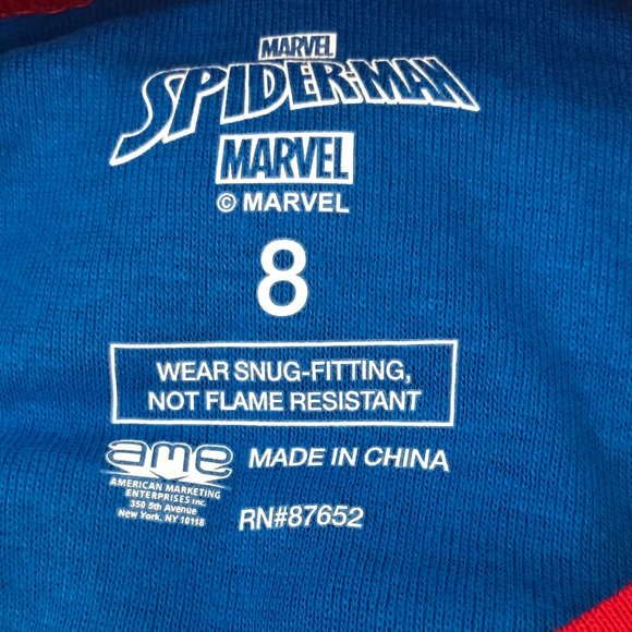 Boys 2 Cotton Spiderman Pajama Sets Size: 8 - Picture 3 of 7